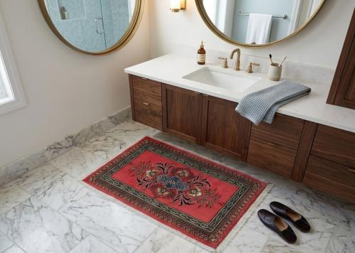 Coral Red Vintage Floral 2X3 Kashan Persian Oriental Rug