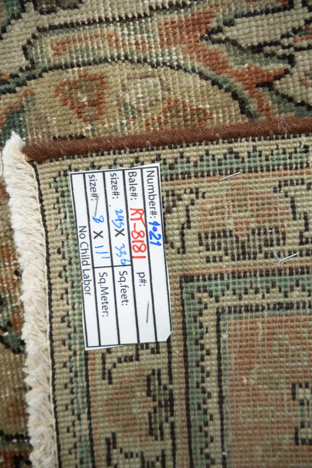 8'0x11'2 Hand Knotted Floral Traditional Wool Oriental Rug - Image 17