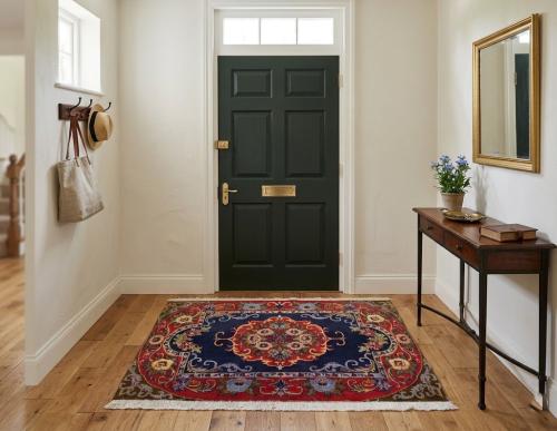 Vintage Traditional Purple-navy 2'4 x 3'0 Kashan Persian Rug