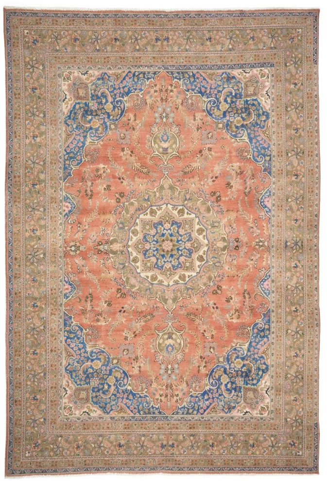 9'6x12'4 Hand Knotted Floral Traditional Wool Oriental Rug - Image 1