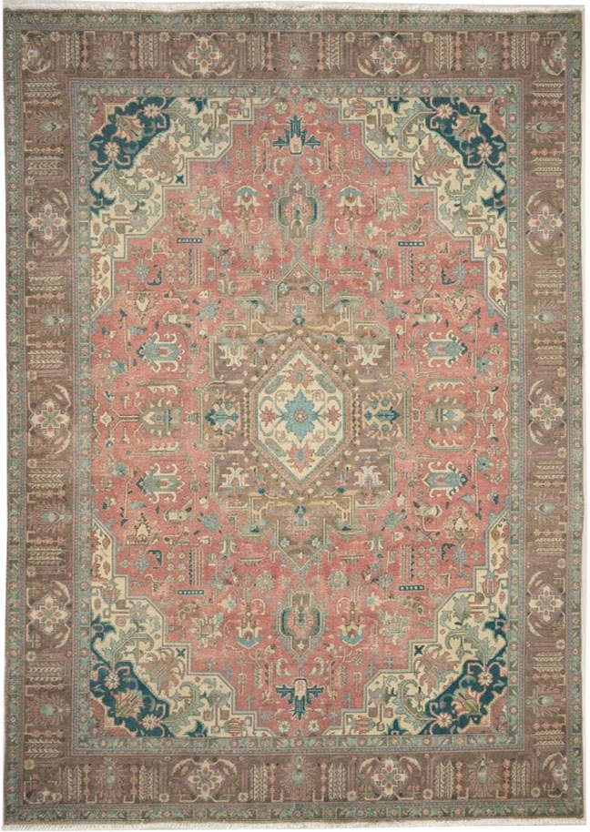 9'6x12'9 Hand Knotted Muted Geometric Wool Oriental Rug - Image 1