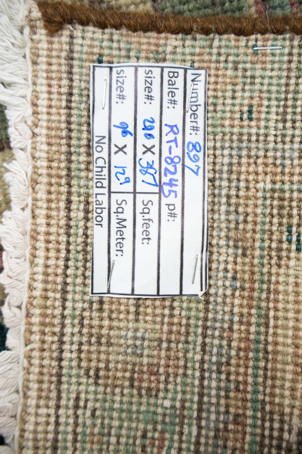 9'6x12'9 Hand Knotted Muted Geometric Wool Oriental Rug - Image 16