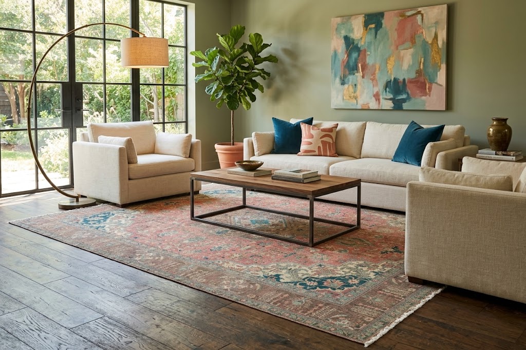 9'6x12'9 Hand Knotted Muted Geometric Wool Oriental Rug - Image 2