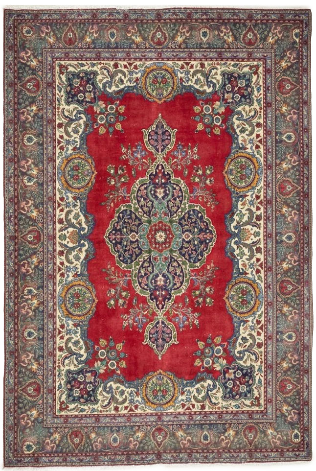 9'9x13'0 Hand Knotted Floral Traditional Wool Oriental Rug - Image 1