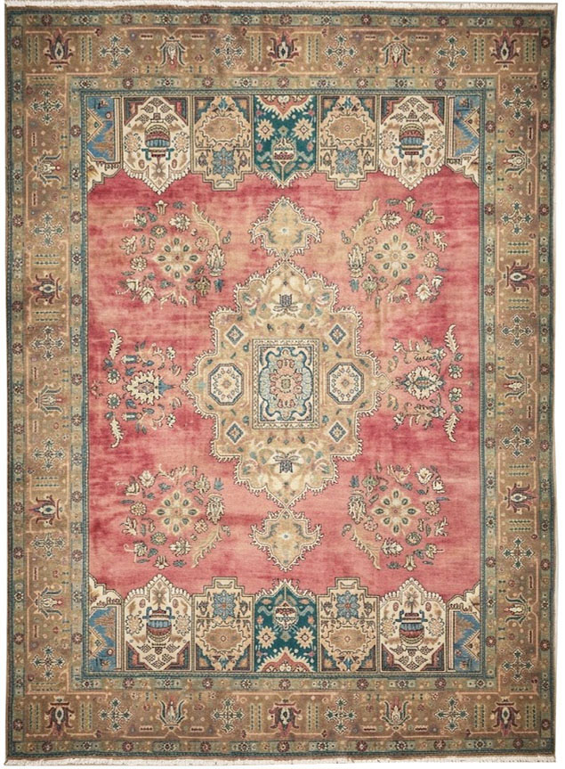 9'8x13'0 Hand Knotted Floral Traditional Wool Oriental Rug - Image 1