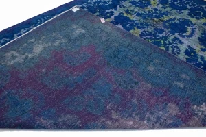 Overdyed Blue Antique Distressed 10X14 Tabriz Persian Rug