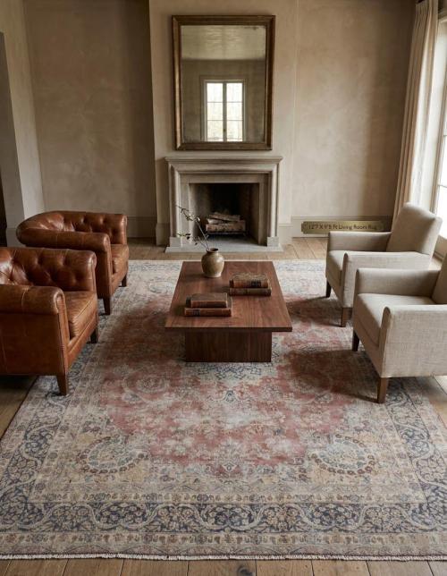 Muted Distressed Floral Antique 10X13 Kerman Persian Rug