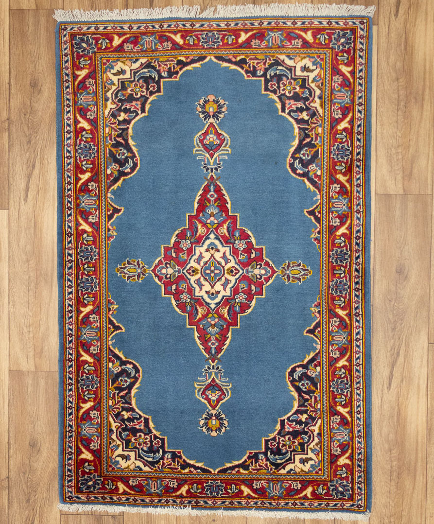 2'7 x 4'1 Hand Knotted Kashan Floral Persian Wool Rug - Image 1