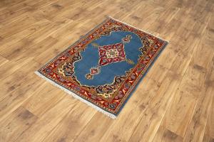 2'7 x 4'1 Hand Knotted Kashan Floral Persian Wool Rug