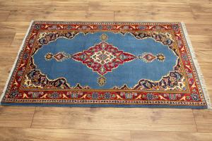 2'7 x 4'1 Hand Knotted Kashan Floral Persian Wool Rug