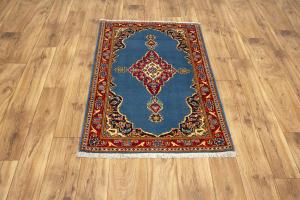 2'7 x 4'1 Hand Knotted Kashan Floral Persian Wool Rug