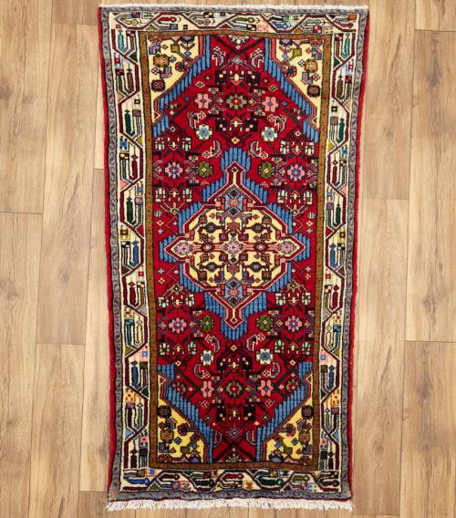 2'7 x 4'8 Hand Knotted Hamedan Geometric Persian Wool Rug