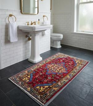2'7 x 4'8 Hand Knotted Hamedan Geometric Persian Wool Rug