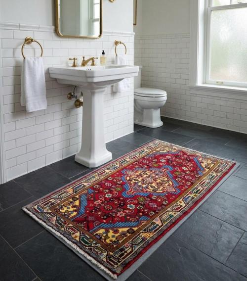 2'7 x 4'8 Hand Knotted Hamedan Geometric Persian Wool Rug