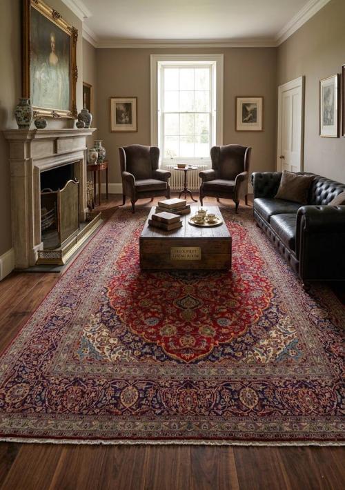 Vintage Red Traditional 10X14 Kashan Persian Rug