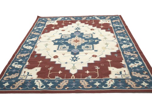 Cream Geometric Dhurrie 9X12 Modern Oriental Rug