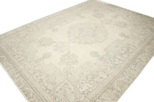 Muted Beige Antique Floral 8X11 Distressed Vintage Oriental Rug