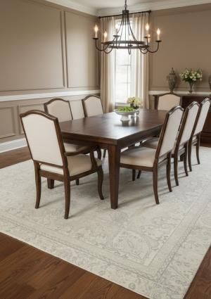 Muted Beige Antique Floral 8X11 Distressed Vintage Oriental Rug
