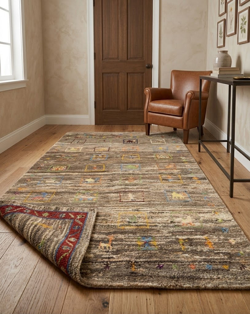 Brown Tribal Pictorial 2'8X4'1 Gabbeh Persian Rug - Image 2