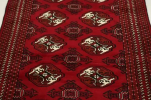 Red Tribal 3X5 Turkoman Ghoochan Persian Rug