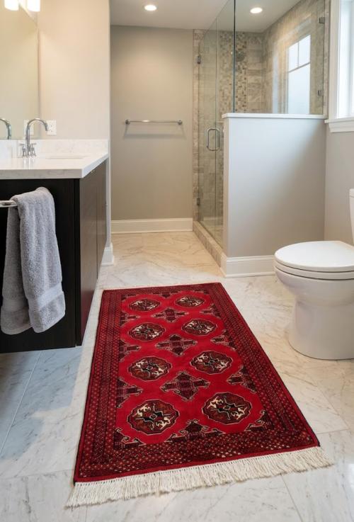 Scarlet Red Tribal 3X5 Turkoman Ghoochan Persian Rug