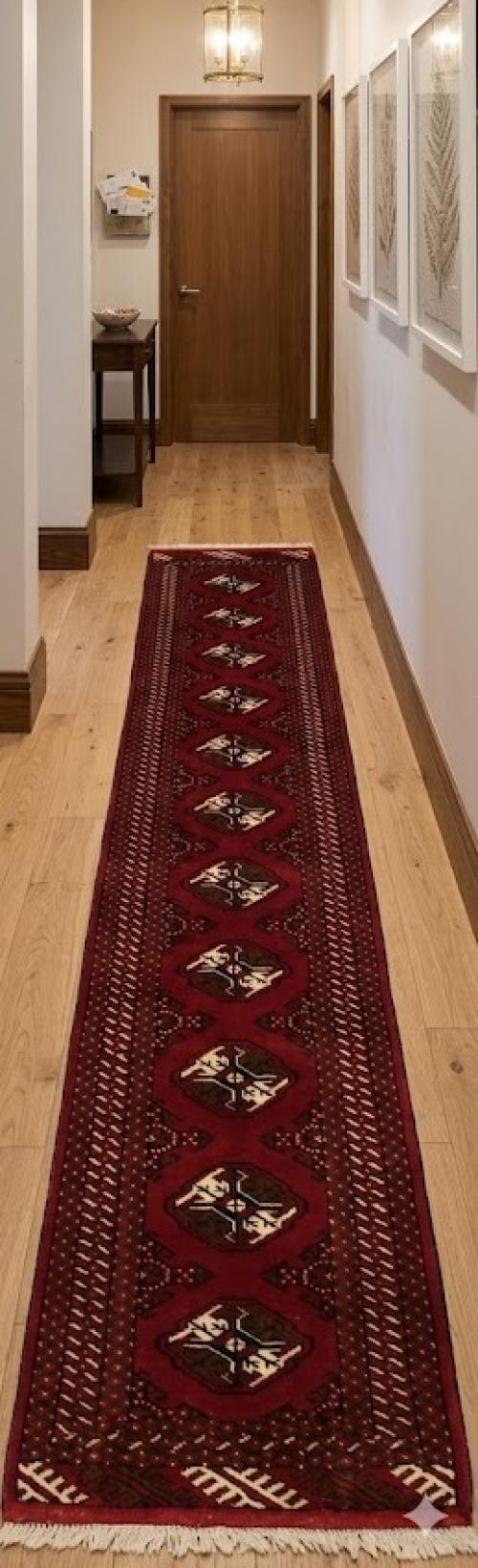 2'4 X 9'8 hand Knotted Red Turkoman Persian Wool Runner Rug