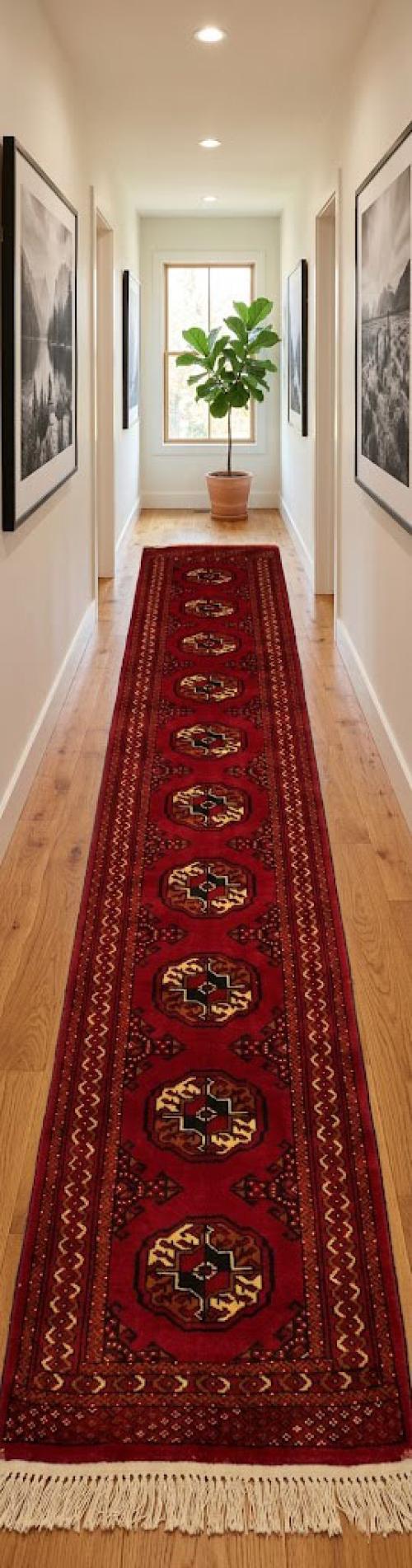 Red Tribal 2X9 Turkoman Persian Runner Rug