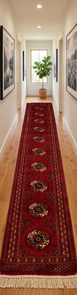 Red Tribal 2X9 Turkoman Persian Runner Rug - Image 2