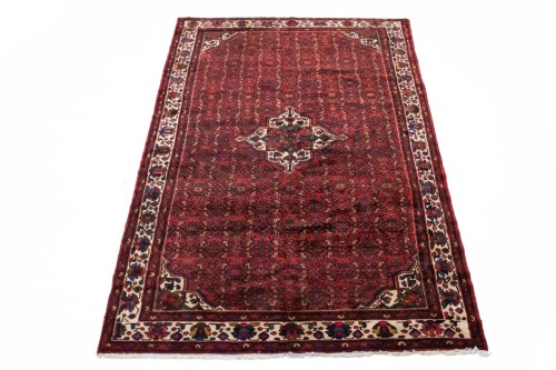 Vintage Red Tribal 7' x 11' Hossainabad Persian Rug