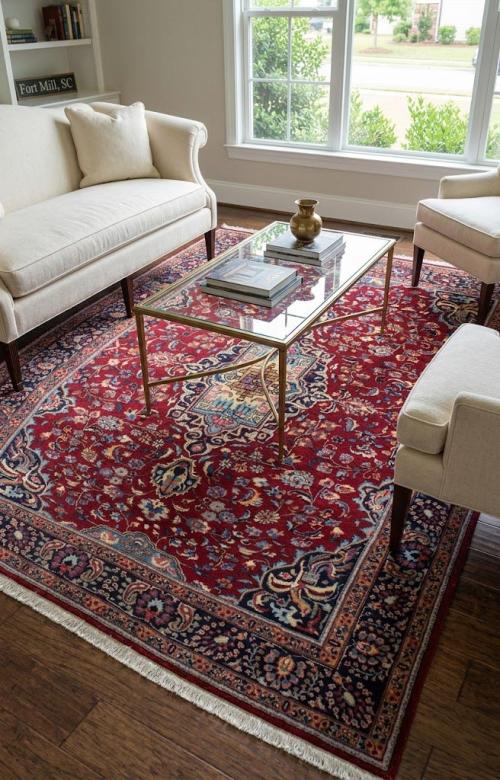 Vintage Red Traditional 7' x 10' Sabzevar Persian Rug
