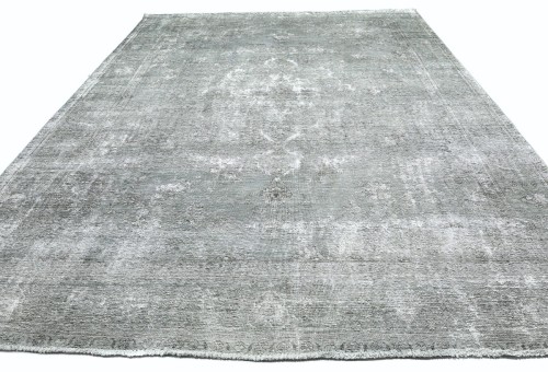 Antique Muted Beige Floral 9'8X12'3 Distressed Vintage Oriental Rug