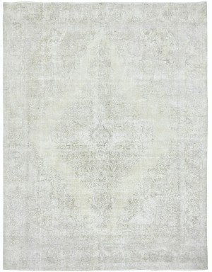 Antique Muted Beige Floral 9X12'6 Distressed Vintage Oriental Rug5128