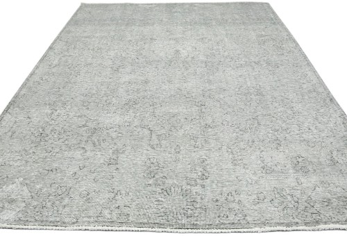 Antique Muted Greige Floral 7'4X9'8 Distressed Vintage Oriental Rug