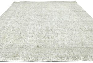 Antique Muted Beige Floral 10X13 Distressed Vintage Oriental Rug
