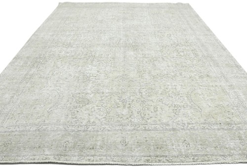 Antique Muted Beige Floral 10X13 Distressed Vintage Oriental Rug