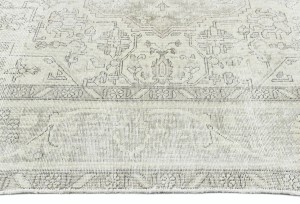 Antique Muted Beige Floral 6'6X9'7 Distressed Vintage Oriental Rug