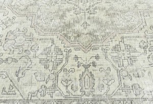 Antique Muted Beige Floral 6'6X9'7 Distressed Vintage Oriental Rug