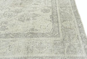 Antique Muted Beige Floral 6'6X9'7 Distressed Vintage Oriental Rug