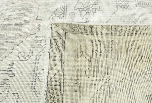 Antique Muted Beige Floral 6'6X9'7 Distressed Vintage Oriental Rug