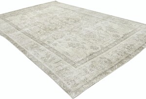 Antique Muted Beige Floral 6'6X9'7 Distressed Vintage Oriental Rug