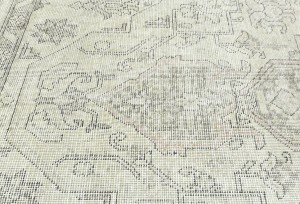 Antique Muted Beige Floral 6'6X9'7 Distressed Vintage Oriental Rug