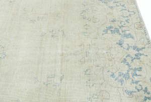 Antique Muted Beige Floral 7'7X10'6 Distressed Vintage Oriental Rug