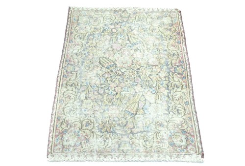 Antique Muted Floral 1'9X2'5 Distressed Vintage Oriental Rug