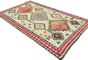 Antique Muted Tribal 4'6X7'4 Distressed Vintage Oriental Rug