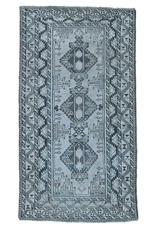 Antique Muted Gray Tribal 3'6X6'3 Distressed Vintage Oriental Rug Rug