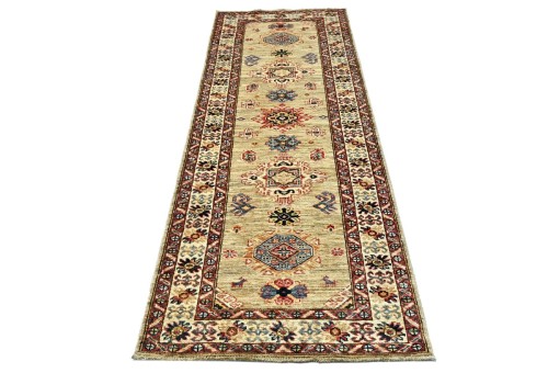 Khaki Tribal Geometric 2'5X7 Kazak Pakistan Oriental Runner Rug