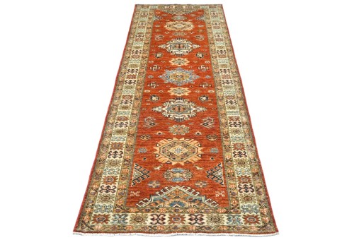 Orange-red Tribal Geometric 3X8 Kazak Pakistan Oriental Runner Rug