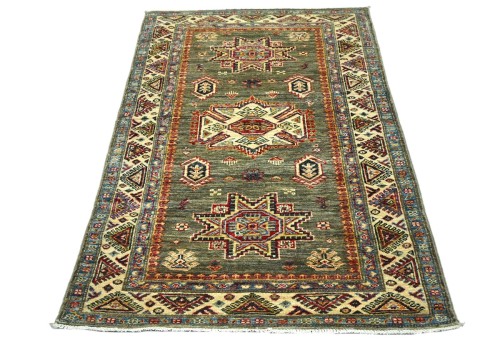 Muted Orange Tribal Geometric 3X5 Kazak Pakistan Oriental Rug