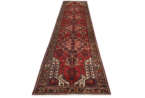 Semi Antique Red Tribal 3'3X12'5 Hamedan Persian Runner Rug