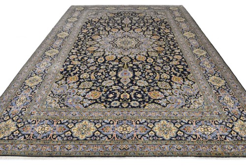 Vintage Purple-navy Traditional 10X13 Kashan Persian Rug